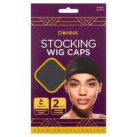 Donna Premium Collection #11030 Black Stocking Wig Caps, 2 count