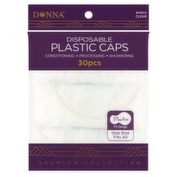 Donna Premium Collection #11072 Clear Disposable Plastic Caps, 30 count