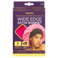 Donna #22627 Assort Argan & Black Castor Treatment Oils Wide Edge Satin Bonnet
