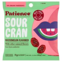 Patience Sour Cran Watermelon Flavored Sour Dried Cranberries Candy, 2.12 oz