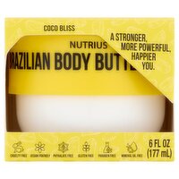 Nutrius Coco Bliss Brazilian Body Butter Cream, 6 fl oz