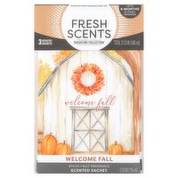 Fresh Scents Signature Collection Welcome Fall Spiced Fruit Fragrance Scented Sachets, 3 Count