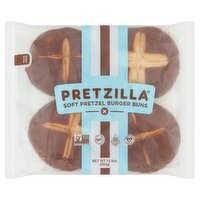 Pretzilla Soft Pretzel Burger Buns, 4 count, 12.8 oz