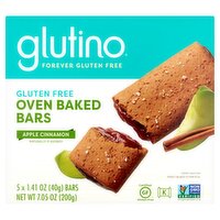 Glutino Gluten Free Apple Cinnamon Oven Baked Bars, 1.41 oz, 5 count, 7.05 Ounce