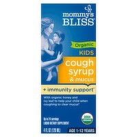 Mommy's Bliss Organic Kids Cough Syrup & Mucus Liquid Dietary Supplement, Age 1-12 years, 4 fl oz