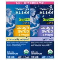 Mommy's Bliss Organic Kids Day+Night Cough Syrup Liquid Dietary Supplement, Age 1-12 years, 4 fl oz