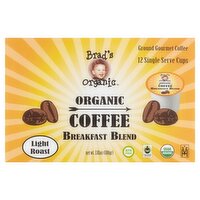 Brad's Organic Light Roast Breakfast Blend Ground Gourmet Coffee, 3.81 oz