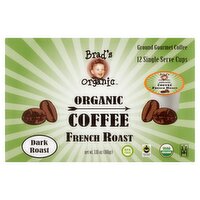 Brad's Organic French Roast Dark Roast Organic Ground Gourmet Coffee, 12 count, 3.81 oz