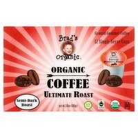 Brad's Organic Ultimate Roast Semi-Dark Roast Organic Coffee K-Cup Pods, 12 count, 3.81 oz