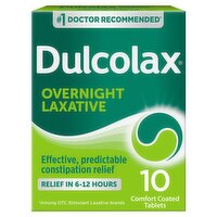 Dulcolax Overnight Laxative Relief Tablets, 10 count, 10 Each