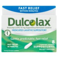 Dulcolax Medicated Laxative Comfort Shaped Suppositories, 8 count