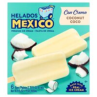 Helados Mexico Coconut Coco Premium Ice Cream, 2.75 fl oz, 6 count