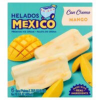 Helados Mexico Mango Premium Ice Cream Bars, 2.75 fl oz, 6 count