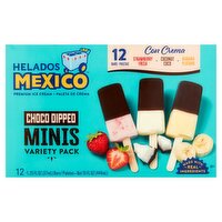 Helados Mexico Choco Dipped Minis Premium Ice Cream Variety Pack, 1.25 fl oz, 12 count