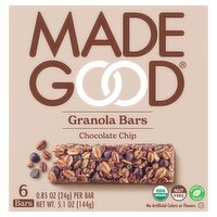 Made Good Chocolate Chip Granola Bars, 0.85 oz, 6 count, 5.1 Ounce