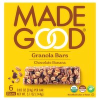 Made Good Chocolate Banana Granola Bars, 0.85 oz, 6 count, 5.1 Ounce