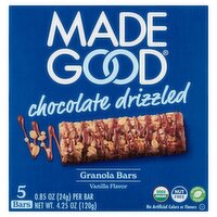 Made Good Vanilla Flavor Chocolate Drizzled Granola Bars, 0.85 oz, 5 count