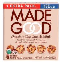 Made Good Chocolate Chip Granola Minis, 0.85 oz, 5 count, 4.25 Ounce