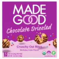 Made Good Chocolate Drizzled Birthday Cake Flavor Crunchy Oat Bites, 0.85 oz, 5 count