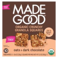 MadeGood Oats & Dark Chocolate Organic Crunchy Granola Squares, 1.06 oz, 5 count