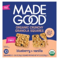 MadeGood Blueberry & Vanilla Organic Crunchy Granola Squares, 1.06 oz, 5 count
