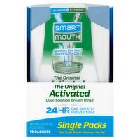 SmartMouth The Original Activated Dual-Solution Breath Rinse Single Packs, 4 fl oz, 10 count