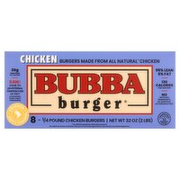 Bubba Burger Chicken Burgers, 1/4 pound, 8 count, 2 Pound