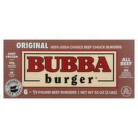 Bubba Burger Original Beef Burgers, 1/3 pound, 6 count, 32 Ounce