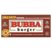 Bubba Burger Original Smashed All Beef Burgers, 1/4 pound, 8 count