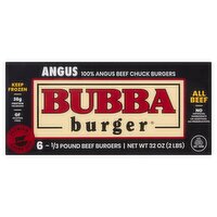 Bubba Burger 100% Angus Beef Chuck Burgers, 6 count, 1/3 pound, 32 Ounce