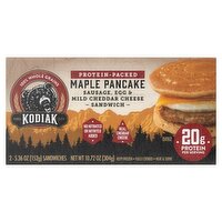 Kodiak Maple Pancake Sausage, Egg & Mild Cheddar Cheese Sandwich, 5.36 oz, 2 count