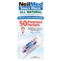 NeilMed Sinus Rinse All Natural Soothing Saline Nasal Rinse Premixed Packets, 50 count, 1 Each