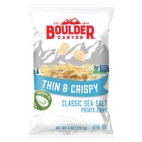 Boulder Canyon Thin & Crispy Classic Sea Salt Potato Chips, 6 oz, 6 Ounce