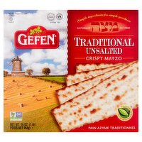 Gefen Traditional Unsalted Crispy Matzo, 16 oz