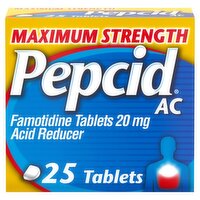 Pepcid Maximum Strength AC Acid Reducer Famotidine Tablets, 20 mg, 25 count