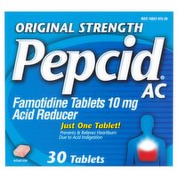 Pepcid Original Strength AC Acid Reducer Famotidine Tablets, 30 count