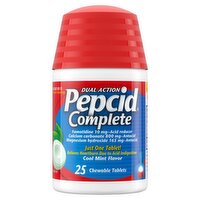 Pepcid Complete Dual Action Cool Mint Flavor Chewable Tablets, 25 count