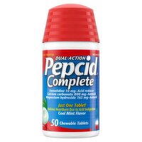 Pepcid Dual Action Complete Cool Mint Flavor Chewable Tablets, 50 count