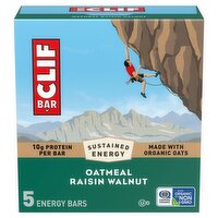 Clif Bar Oatmeal Raisin Walnut Energy Bars, 2.4 oz, 5 count
