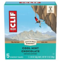 Clif Bar Cool Mint Chocolate Energy Bars, 2.40 oz, 5 count, 12 Ounce