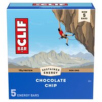 Clif Bar Chocolate Chip Energy Bars, 2.40 oz, 5 count