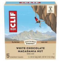 Clif Bar White Chocolate Macadamia Nut Energy Bars, 2.40 oz, 5 count