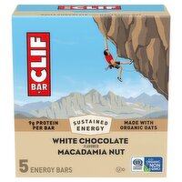 Clif Bar White Chocolate Flavored Macadamia Nut Energy Bars, 2.4 oz, 5 count