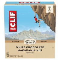 Clif Bar White Chocolate Macadamia Nut Energy Bars, 2.40 oz, 5 count