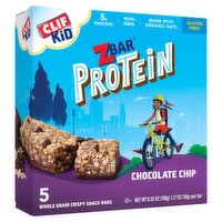 Clif Kid ZBar Protein Chocolate Chip Whole Grain Crispy Snack Bars, 1.27 oz, 5 count