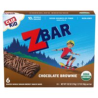 Clif Kid ZBar Chocolate Brownie Baked Whole Grain Energy Snack Bars, 1.27 oz, 6 count, 7.62 Ounce