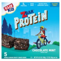 Clif Kid ZBar Protein Chocolate Mint Whole Grain Crispy Snack Bars, 1.27 oz, 5 count, 6.35 Ounce