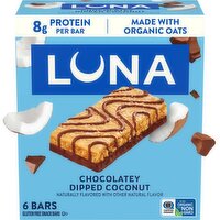 Luna Chocolatey Dipped Coconut Gluten Free Snack Bars, 1.69 oz, 6 count