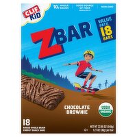 Clif Kid ZBar Chocolate Brownie Baked Whole Grain Energy Snack Bars, 1.27 oz, 18 count