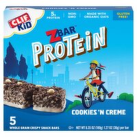 Clif Kid ZBar Protein Cookies 'N Creme Whole Grain Crispy Snack Bars, 1.27 oz, 5 count